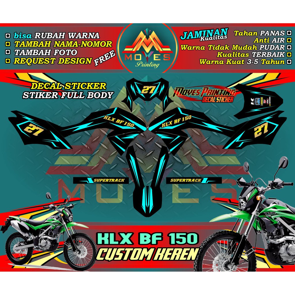 Jual sticker klx bf 150 decal kawasaki klx 150 stiker fullbody moto klx ...