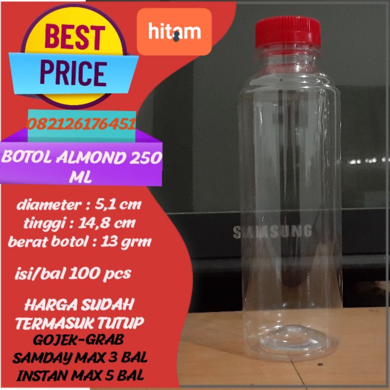 Jual Botol Almond 250Ml-Botol Plastik 250Ml-Per 100 50 25 Pcs Free ...