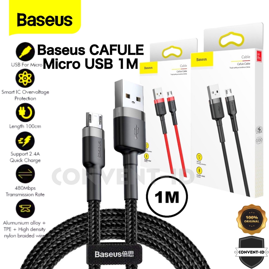 Jual Baseus CAFULE Kevlar Kabel Data Charger Micro USB 1M 2.4A Fast ...