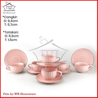 Jual Cangkir Set Pasang Pink Keramik Coffee Tea Set Cup And Saucer Motif Labu Kopin Kpc