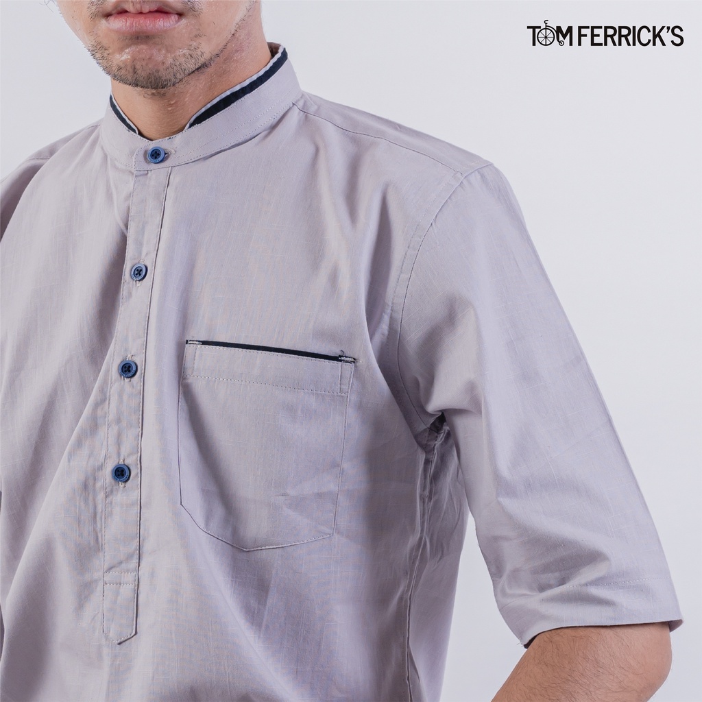 Jual Baju Koko Kurta Dewasa Lengan Pendek Pria - Abu-Abu Motif Polos ...