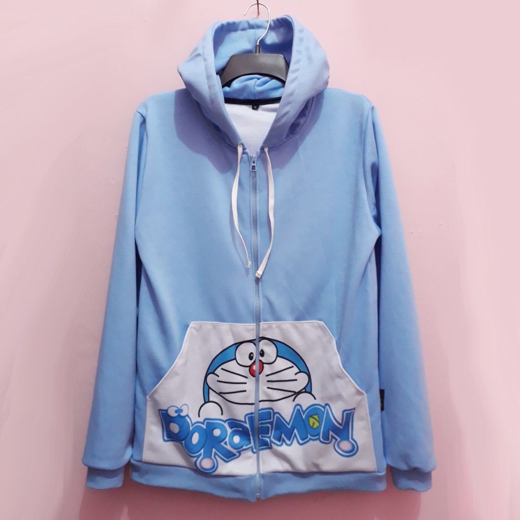 Jual Jaket Hoodie Doraemon Stand by Me Full Blue Bahan Halus Lembut Tebal Printing Sublim Bisa Custom Shopee Indonesia
