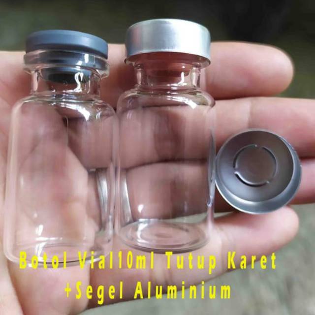 Jual Botol Vial 10ml Lengkap Dengan Tutup Alumunium Dan Tutup Karet Kaca Penisilin Shopee 1175