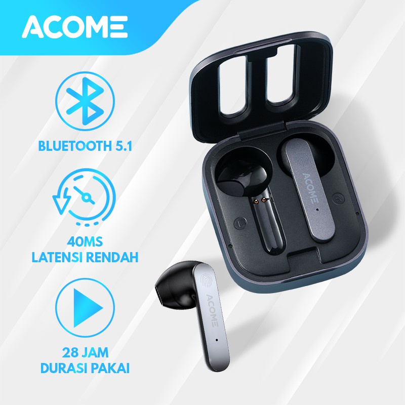 Acome Headset Bluetooth 5.1 TWS LED Gaming Earphone Garansi Resmi 1 Tahun Airdots T3