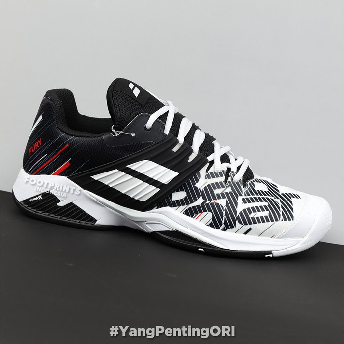 Sepatu Tenis Babolat Propulse Fury White Black Tennis Shoes Ori