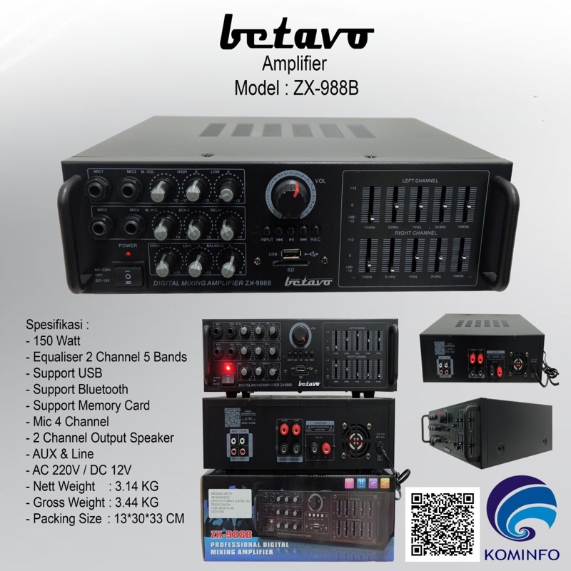 Jual Power Amplifier Betavo ZX988 B - Betavo ZX 988 B | Shopee Indonesia