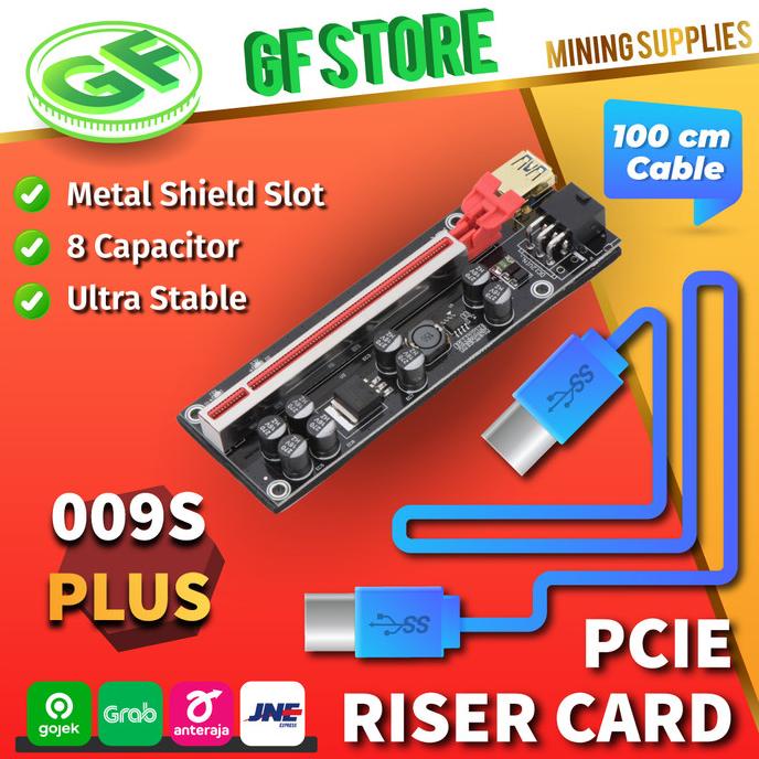 New PCI-E Pcie Riser 009 Express 1X 4x 8x 16x Extender PCI E USB Riser 009S Dual 6Pin Adapter Card Sata 15pin For Btc Miner I176810132