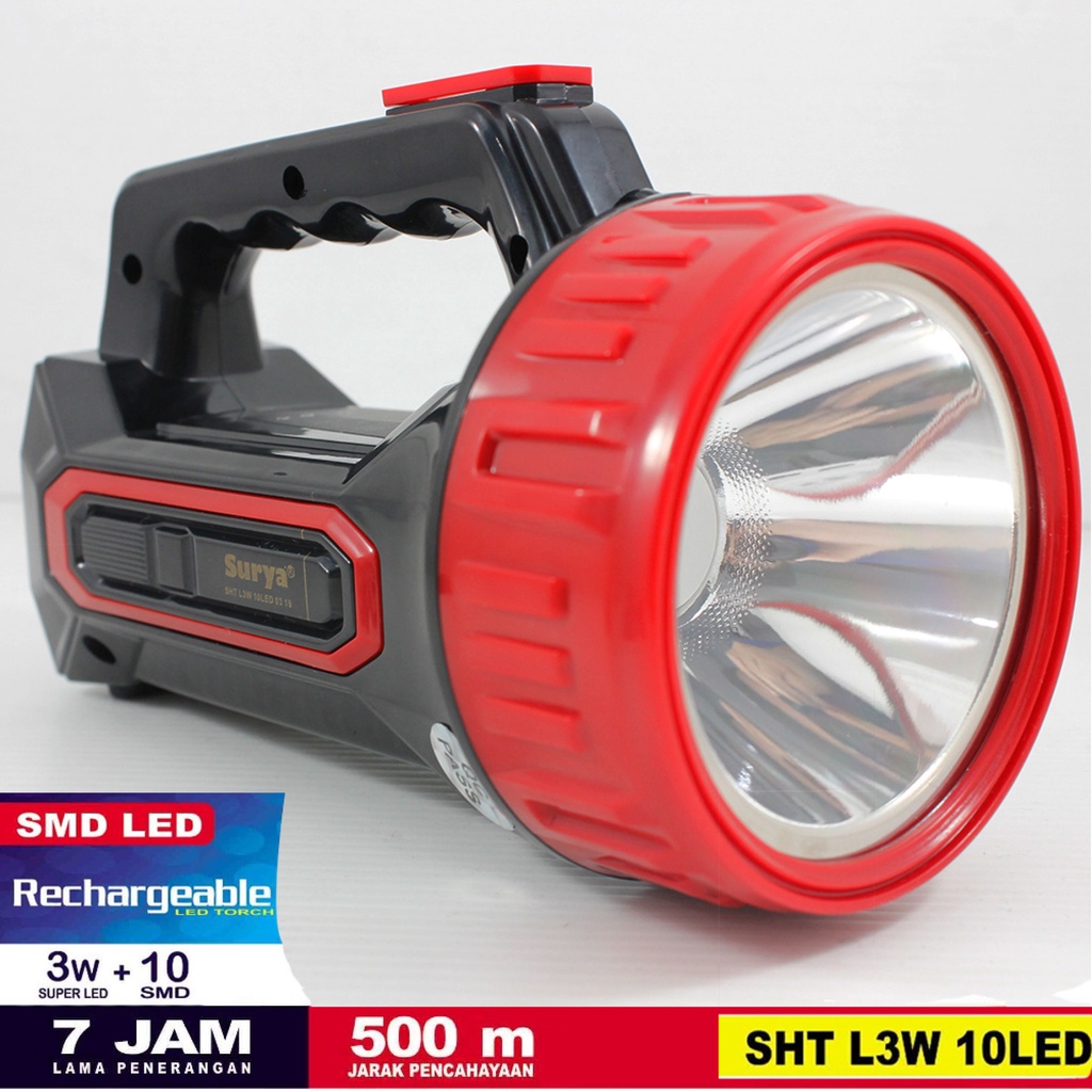 Jual Lampu Senter Tangan LED 3W 3 Watt SHT L3W 02 LED Surya Emergency ...