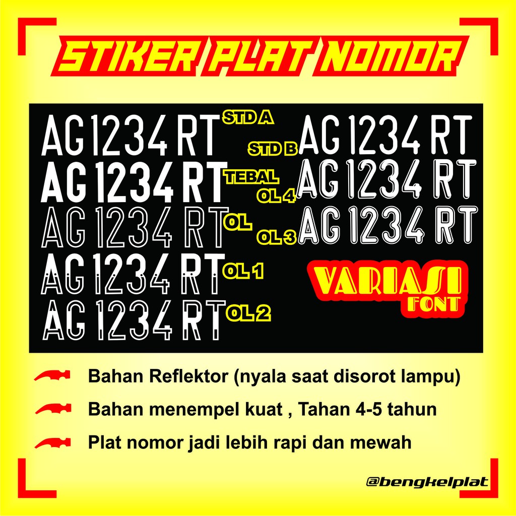 Jual Stiker Cutting Sticker Huruf Dan Angka Plat Nomor Nomer Motor ...