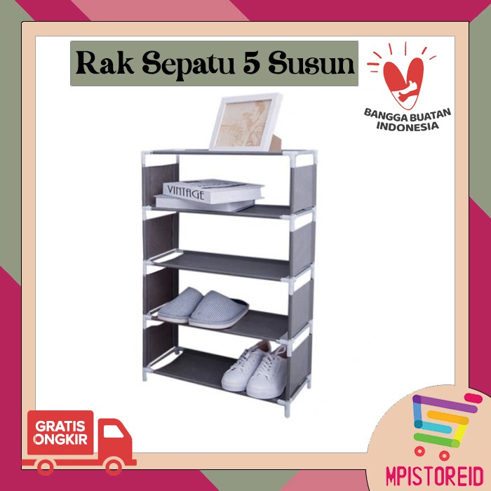 Jual Rak Sepatu Portable Susun 5 Rangka Ruang Besi Murah Kuat tahan ...