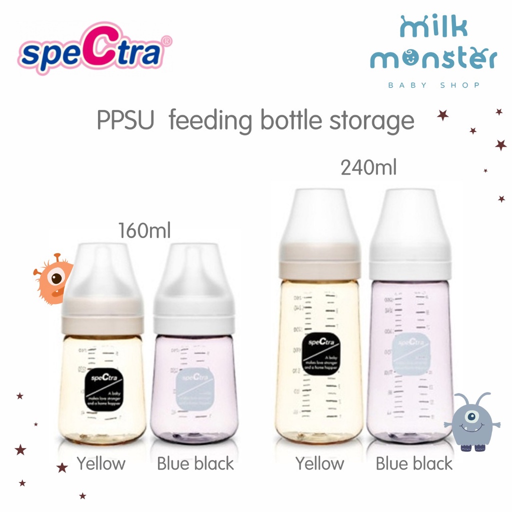 Spectra All New Baby Bottle PPSU 160ml BlueBlack 2PCS (S Nipple