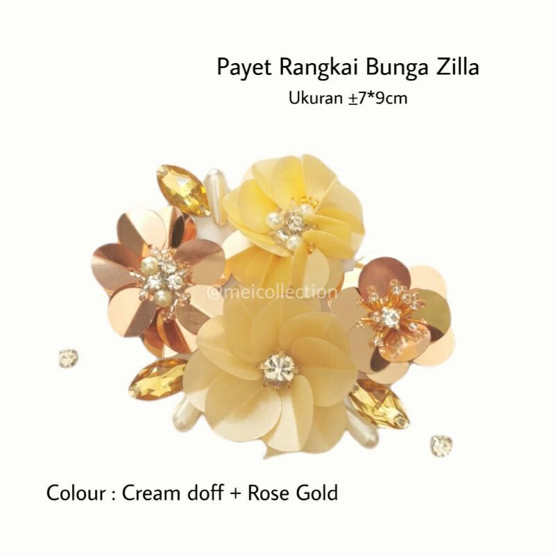 Jual Payet Bunga D Rangkai Apbr Zilla Set Rose Gold Cream Doff Cm Cm