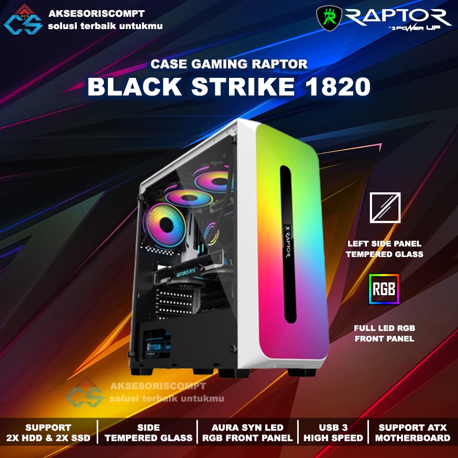 Jual Casing Gaming PowerUp Raptor 1820 White RGB LED - Casing Gaming ...