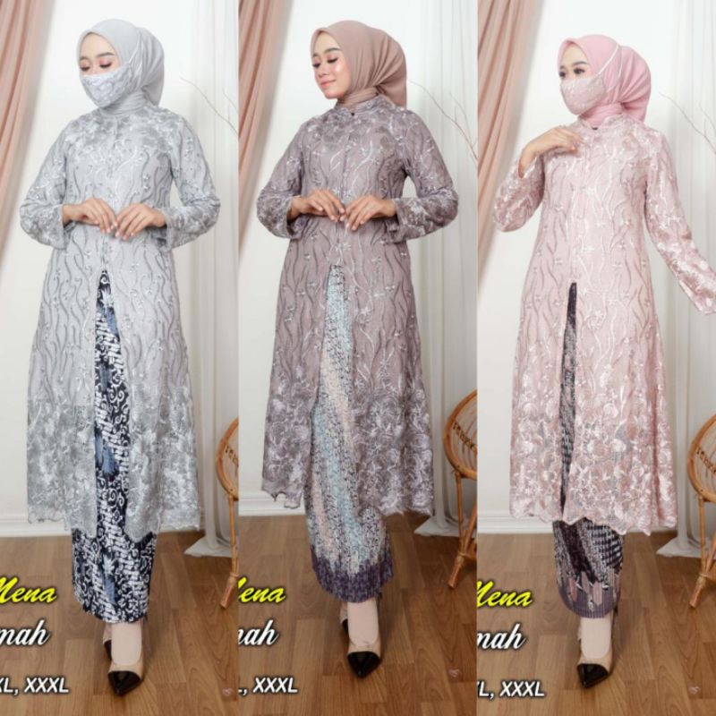 Jual Setelan Kebaya Tunik Brokat Busui Kancing Depan Kebaya Pesta Baju Kebaya Modern Shopee