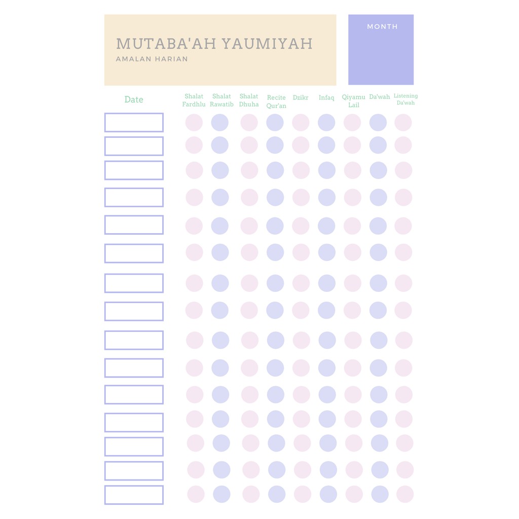 Jual MUTABAAH YAUMIYAH - DAILY AMAL CHECKLIST | Shopee Indonesia