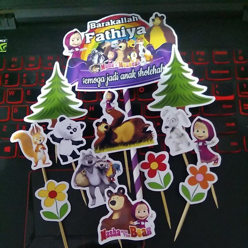 Jual cake topper hiasan kue Marsha masha and the bear | Shopee Indonesia