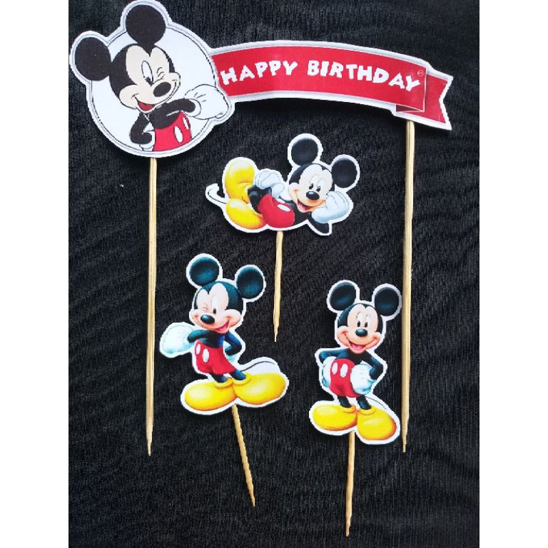 Jual TOPPER CAKE CUSTOM ULANG TAHUN / HIASAN KUE MICKEY MOUSE | Shopee
