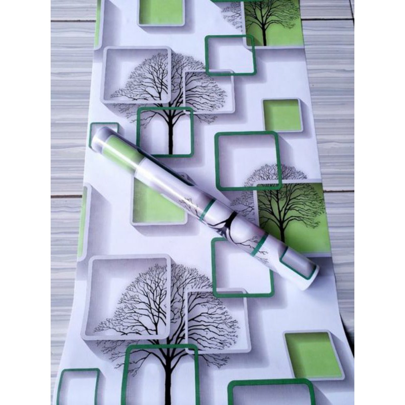 Jual POHON 3D KOTAK HIJAU wallpaper sticker dinding ukuran 45 cm x 8 m