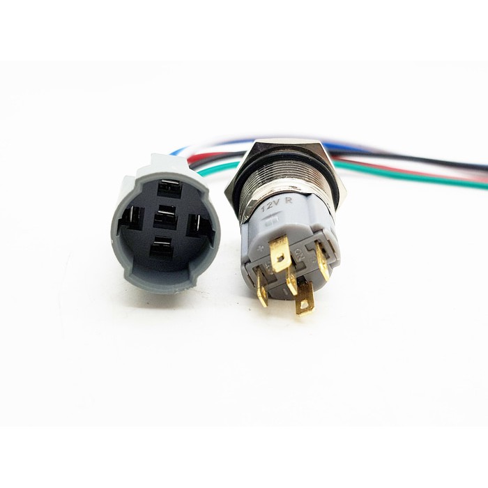 Jual Socket 5 Pin Push Button 16Mm Konektor Kabel Metal Switch ...