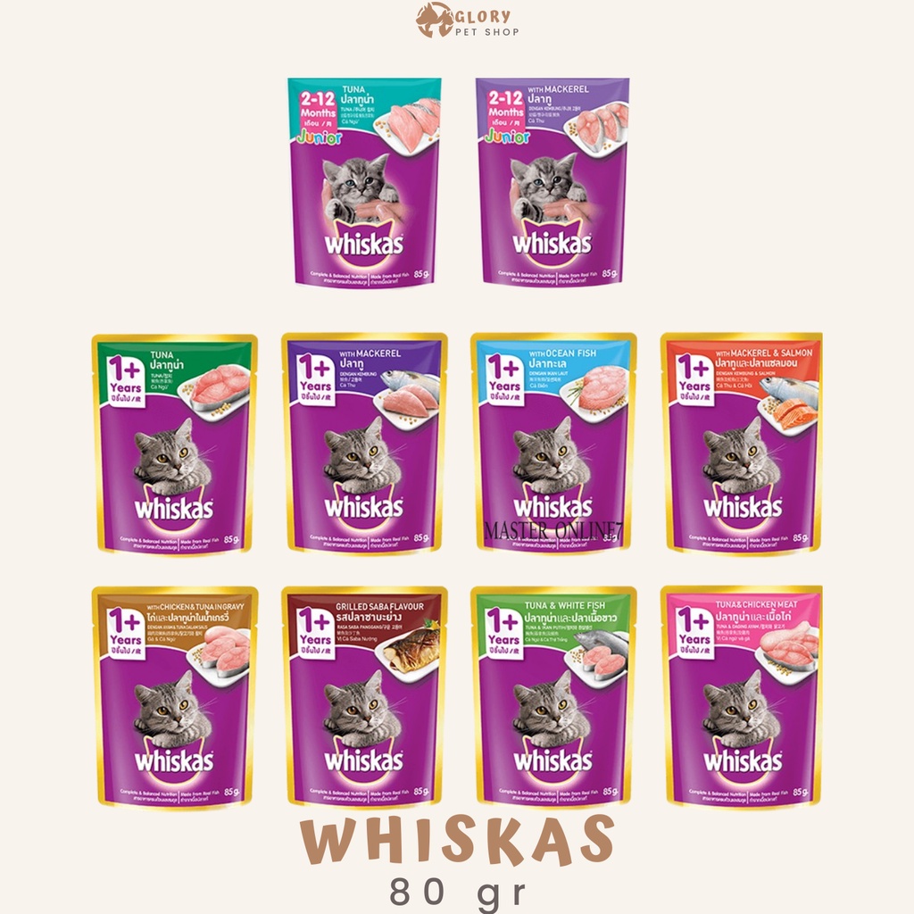 Jual WHISKAS POUCH ALL VARIAN 80 GR WET CAT FOOD MAKANAN KUCING BASAH SEMUA USIA Shopee Indonesia