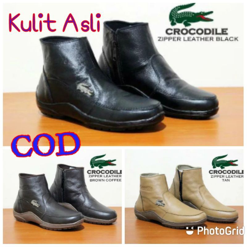 Jual Sepatu Boot Pria Zipper Boots Casual Kulit Asli Touring Model ...