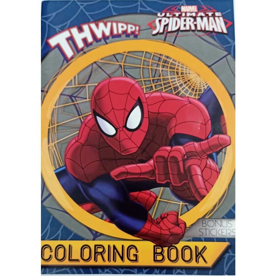 Jual Buku Mewarnai / Coloring Book Marvel Spiderman "Thwipp!"+ Bonus