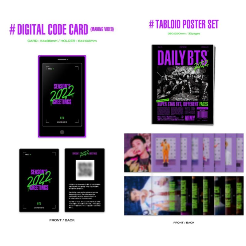 Jual BTS SEASON GREETING 2022 QR CODE + TABLOID POSTER | Shopee Indonesia