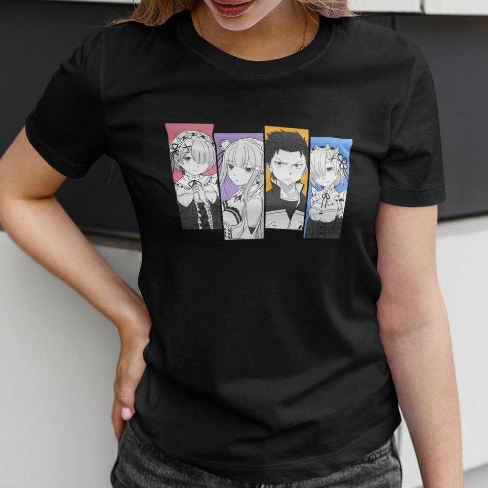 Jual Tshirt Anime Re Zero, Rem, Subaru, Emilia, Ram Team Anime Manga