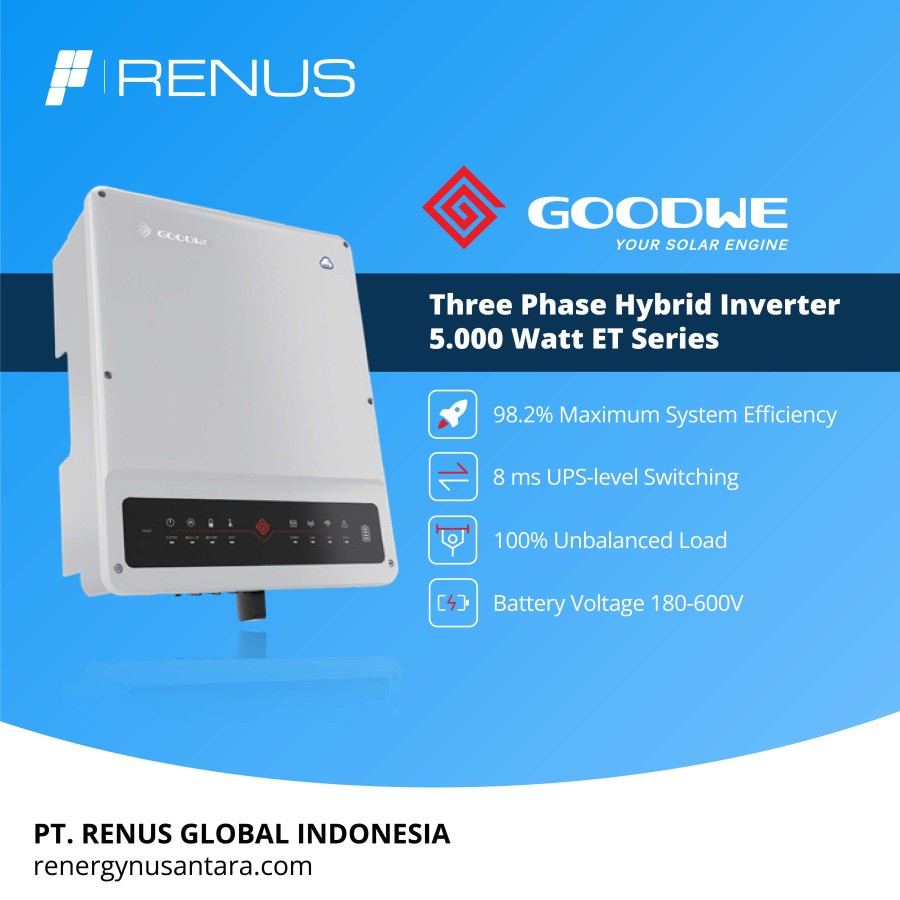 Jual Inverter Goodwe Hybrid 3 Phase 5000 Watt 5kW GW5K-ET High Voltage ...