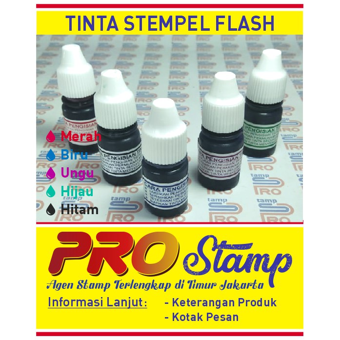 Jual Tinta Stempel Flash 5ml / Biru,Biru Tua,Merah,Hitam,Ungu,Hijau ...
