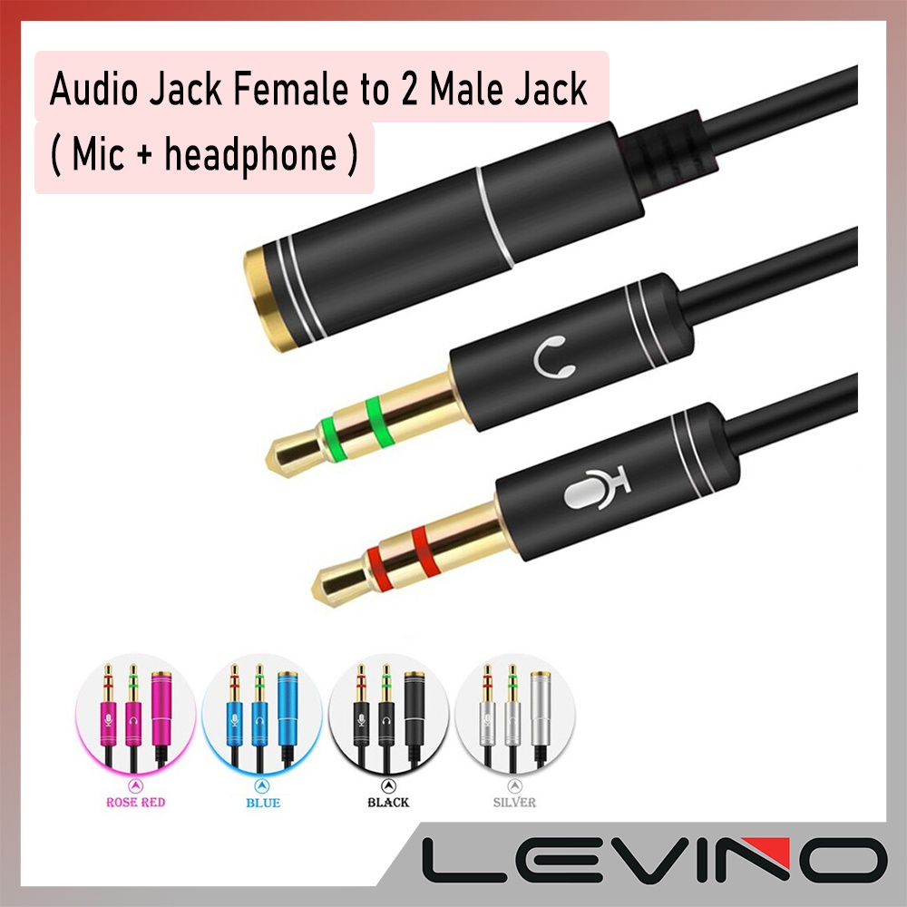 Jual Levino Mm Audio Jack Female To Male Y Splitter Aux Audio Cable For Pc Headphone