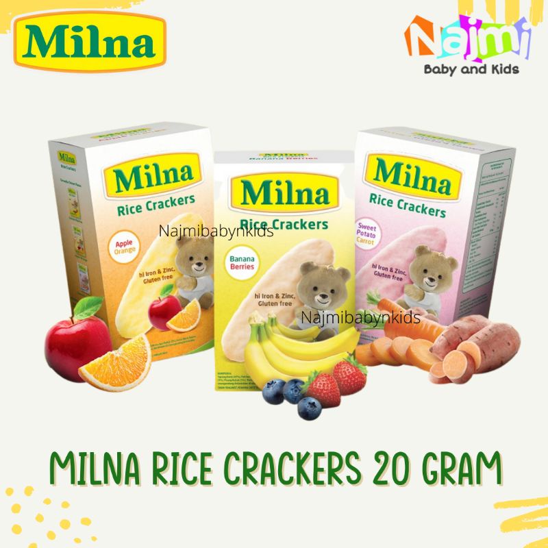 Jual Milna Rice Crackers 20 gr 5x4gr | Snack MPASI Bayi Rasa Apple ...