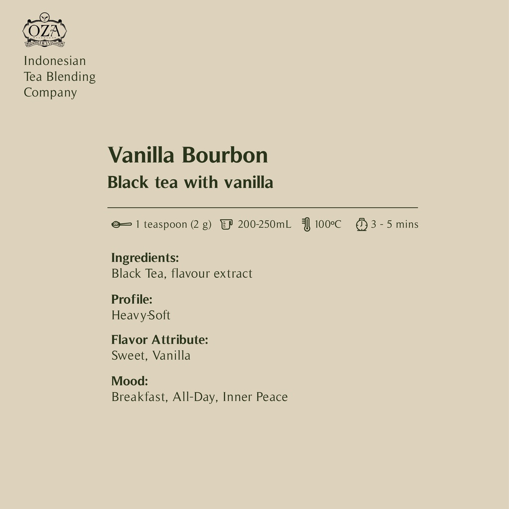 Jual OZA Tea - Vanilla Bourbon | Artisan Tea - Black Tea | Specialty ...