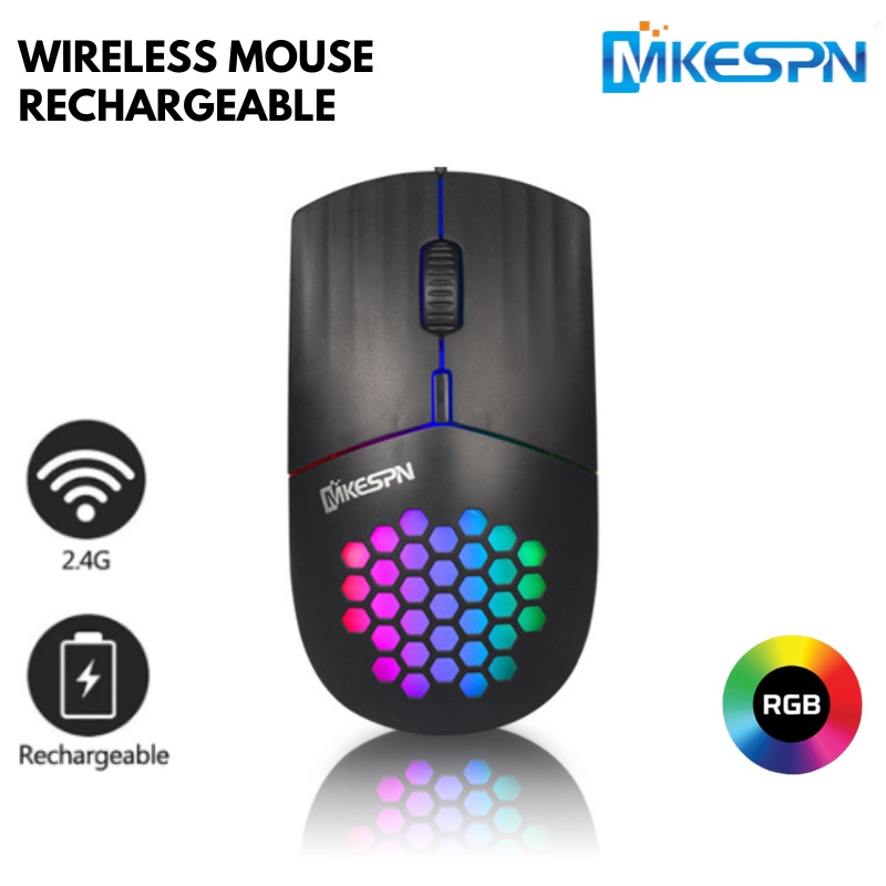 Jual Mouse Wireless Rechargeable Model Honeycomb RGB cocok untuk bisnis ...