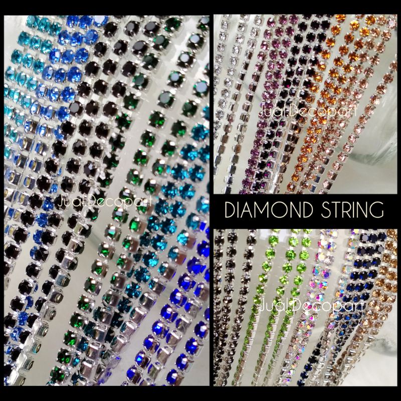Jual (100cm) DIY Diamond string ss6 / 2mm / hiasan / permata rantai ...