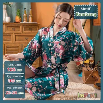 Kimono 2in1 Set Satin Silk IMPORT Kimono Daster Bride Premium Sleepwear