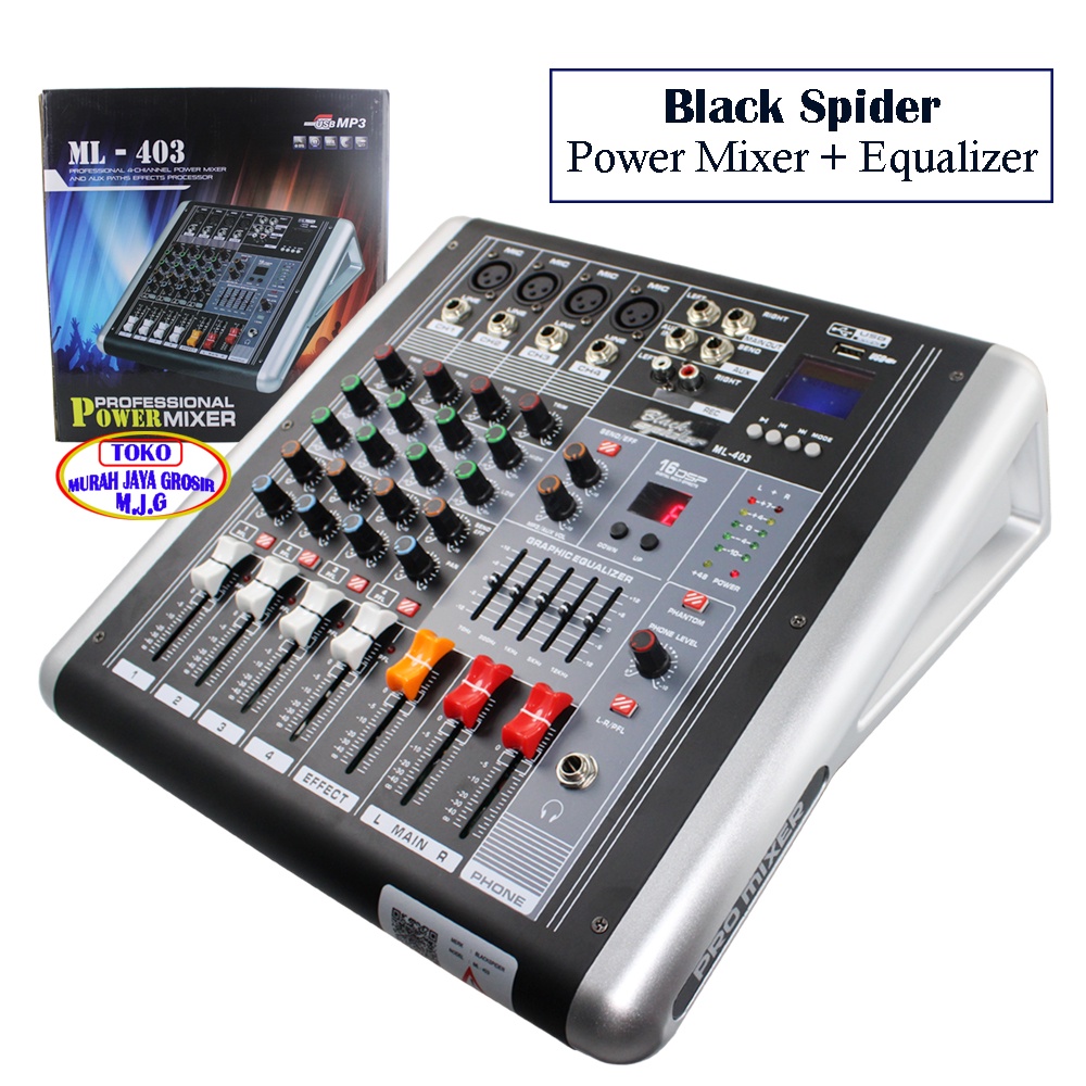 Jual Power Mixer Black Spider ML 403 Mixing Console Equalizer USB,MP3