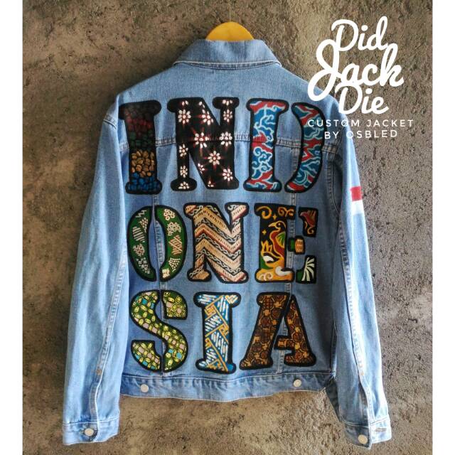 Jaket jeans batik hot sale