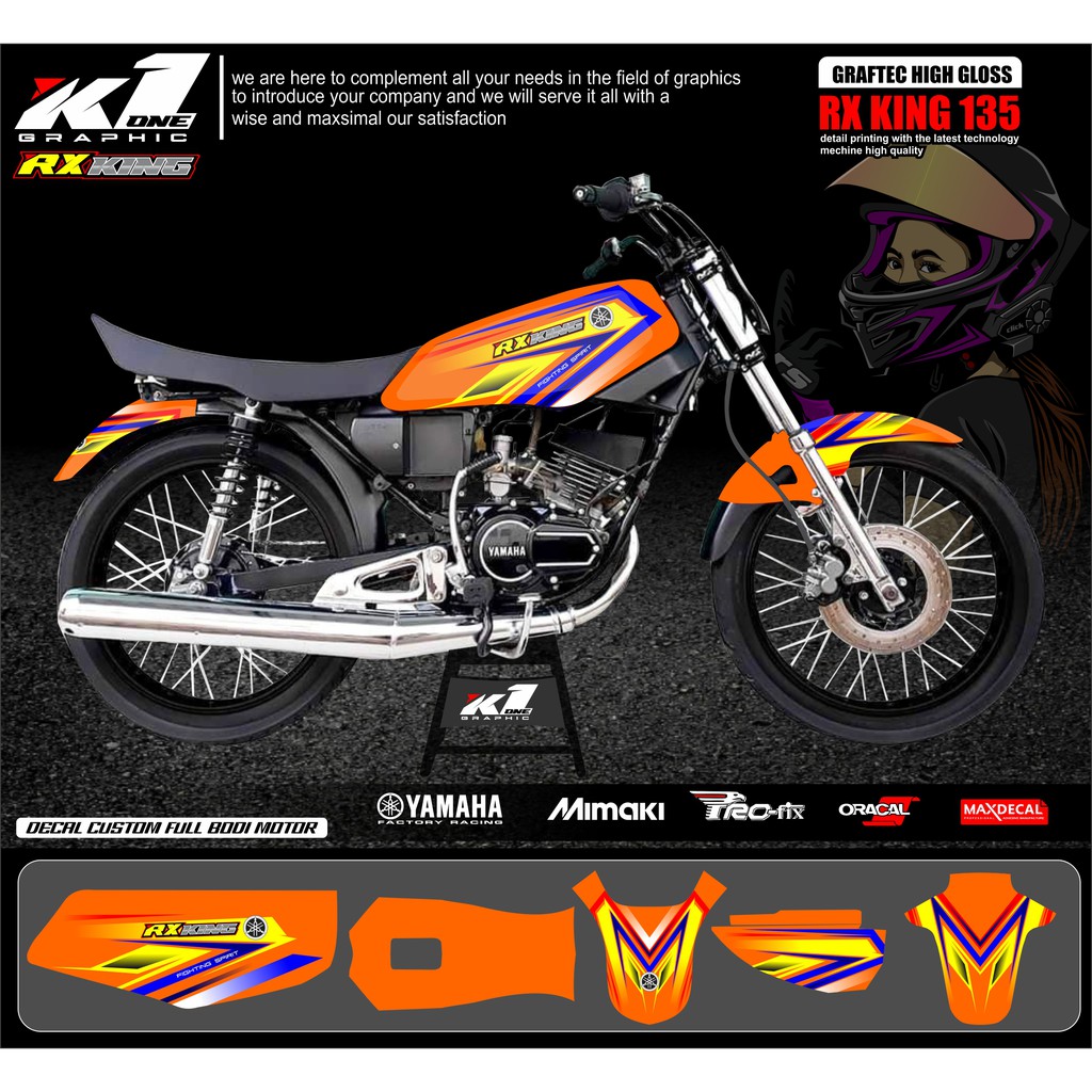 Jual DECAL RX KING DESAIN TERBARU WARNA ORANGE KODE 02C TERMURAH