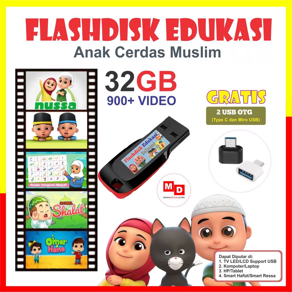 Jual Bisa COD Flashdisk Edukasi Islami 32GB Bonus OTG Flasdisk Video Anak  Muslim | Shopee Indonesia