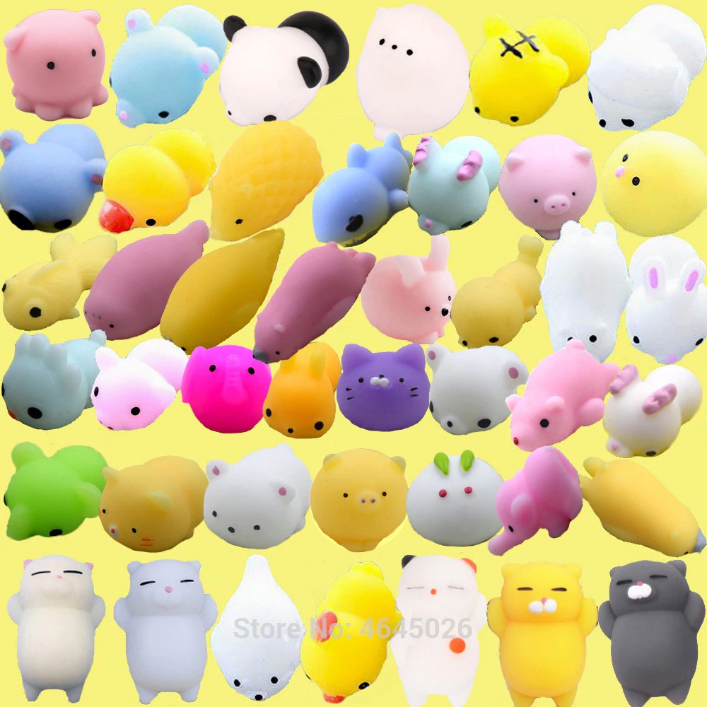 12 Jouets Anti-stress Mochi Animaux - Squishy Caoutchouc TPR - Mini Figurines - Cadeau Anniversaire Enfant - Lot Coloré