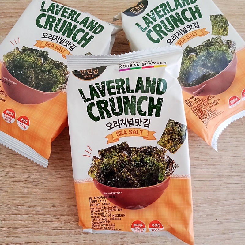 Jual Laverland Seaweed Crunch - Sea salt / Snack Rumput Laut Korea ...