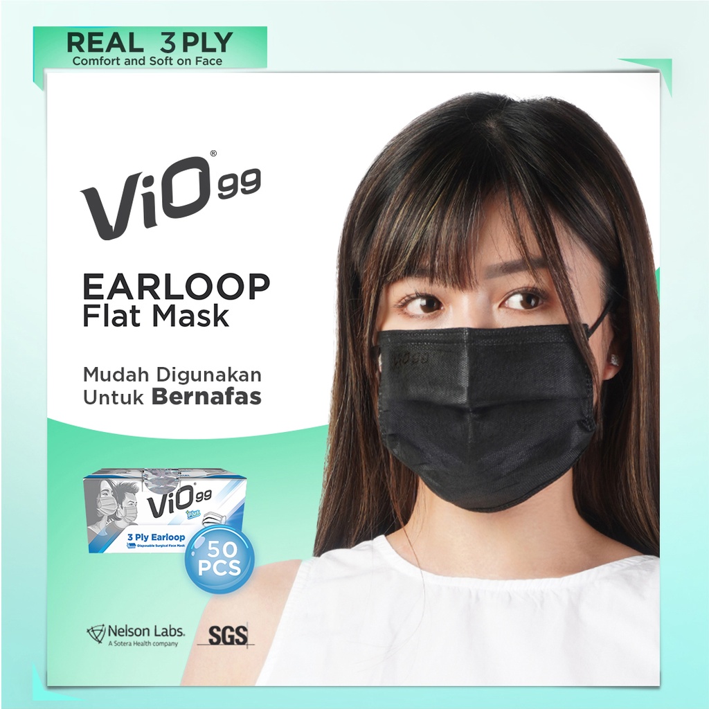Jual Vio Mask Earloop Black - Masker Vio 3 Ply Isi 50 Kesehatan ...