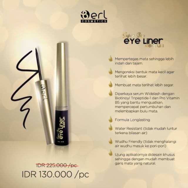 Jual EYELINER WUDHU FRIENDLY EYELINER B ERL COSMETICS EYELINER HALAL