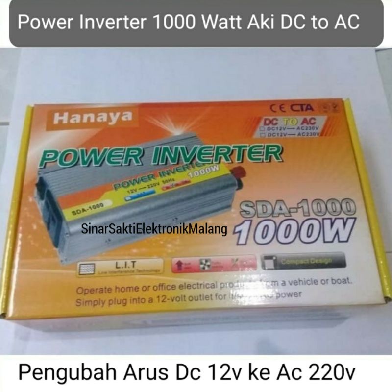 Jual Power Inverter 1000 Watt DC To AC Pengubah Arus Aki DC 12v Ke AC ...