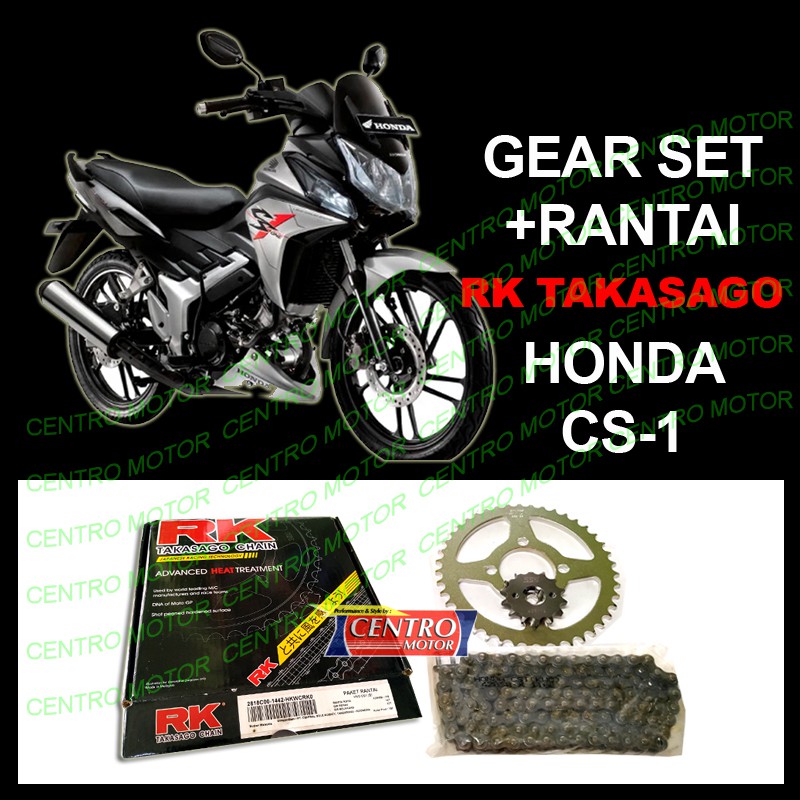 Jual GEAR SET+RANTAI CS1 RK TAKASAGO,Terbuat dari material BAJA yang KUAT dan AWET.DI PAKAI DI