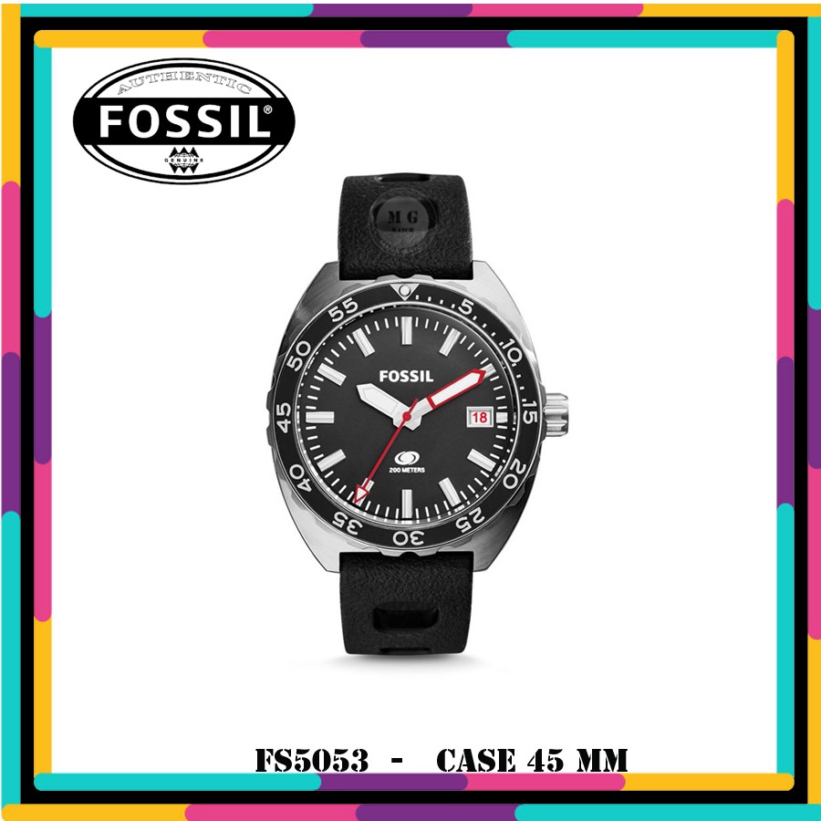 Jam Tangan Pria Fossil Original FS5053 Breaker Black Silicone MURAH