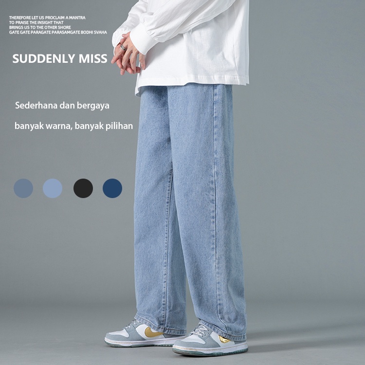 Jual Celana Jeans Pria Biru Celana Panjang Pria Loose Pants Jeans Murahhigh Waist Korean Style