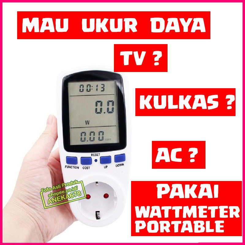 Jual Watt Meter Pengukur Voltage Kwh Tegangan Arus Daya Listrik Ampere