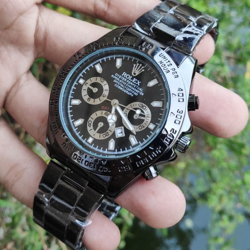 Best Seller Jam Tangan Pria Rolex Daytona Tali Rantai Tanggal Aktif Free Box Original Baterai COD